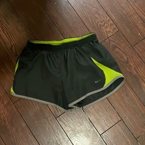 Dark Green Exercise Shorts with Spandex